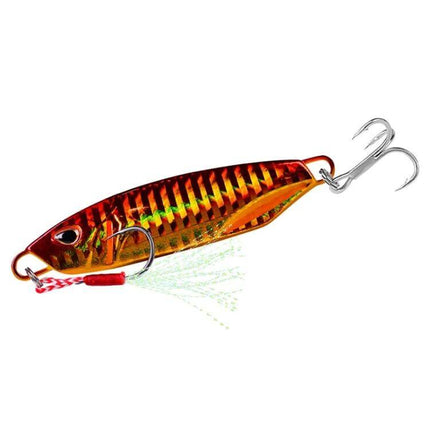 Lead Fishing Lure 40g Reflective Iron Plate For Night Fishing - red gold reflective spoon with treble hooks for night shore and boat trolling