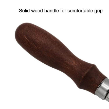 Leather Edge Presser Groove Cutter With Detachable Blades showing solid wood handle for comfortable grip, alloy body detail