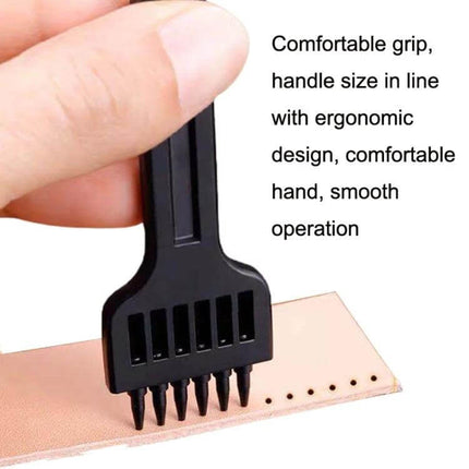 Leather Round Punch Tool Set 4mm-6mm For Hand Sewing ergonomic handle punching holes in leather belts wallets straps
