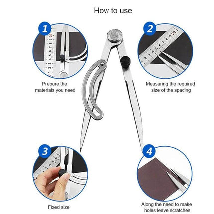 Leatherworking Spacing Gauge 153mm for Even Line Marking - carbon steel spacing gauge with textured wheel and anti-slip screw for precise stitch lines