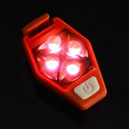 LED Back Clip Light For Outdoor Cycling And Running, Black - compact four-LED red clip-on safety light for running, cycling, backpacks and belts