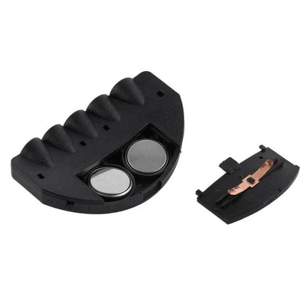 LED Cap Light With 5 LEDs For Camping And Outdoor Use - black hands-free cap light module with 2 coin batteries visible