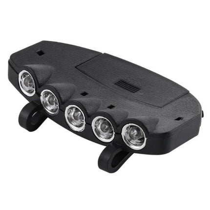LED Cap Light With 5 LEDs For Camping And Outdoor Use – compact hands-free cap light with 5 ultra-bright LEDs, attaches to most caps, steady and flash modes