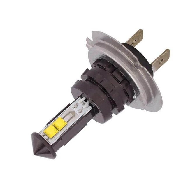 LED Car Fog Light Bulb White for Clear Driving Everyday Use front-angle close-up of plug-and-play 12V LED fog light bulb for cars