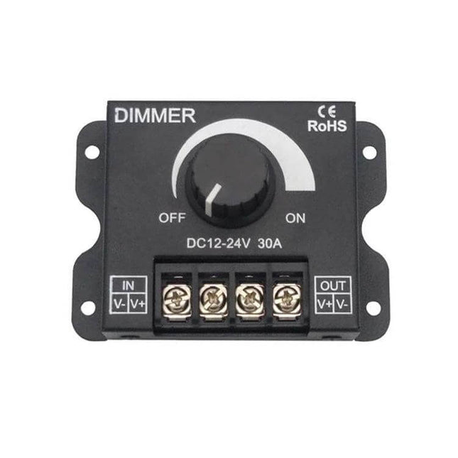 LED Controller Knob Dimmer Module For LED Strip Lighting compact screw-terminal 12–24V manual brightness control for under-cabinet and cove lighting