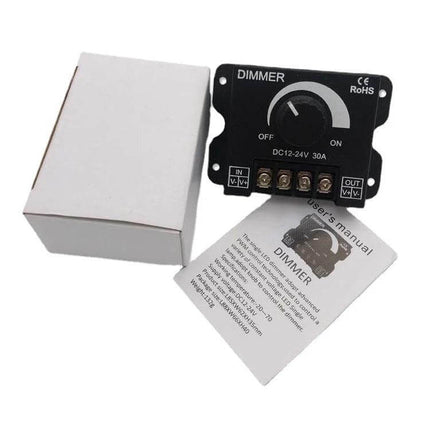 LED Controller Knob Dimmer Module For LED Strip Lighting compact screw-terminal dimmer with knob, manual brightness control for 12–24V LED strips