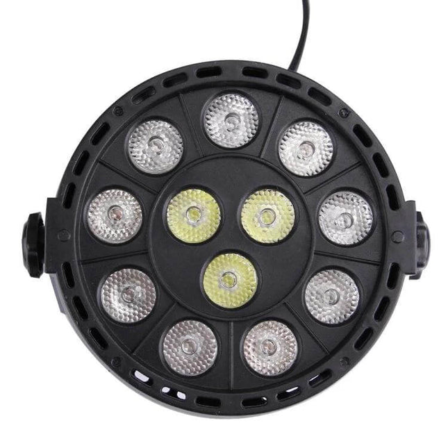 LED DMX512 Controller With LED Display For Bars And Stages compact round stage uplight showing multiple LEDs and cable