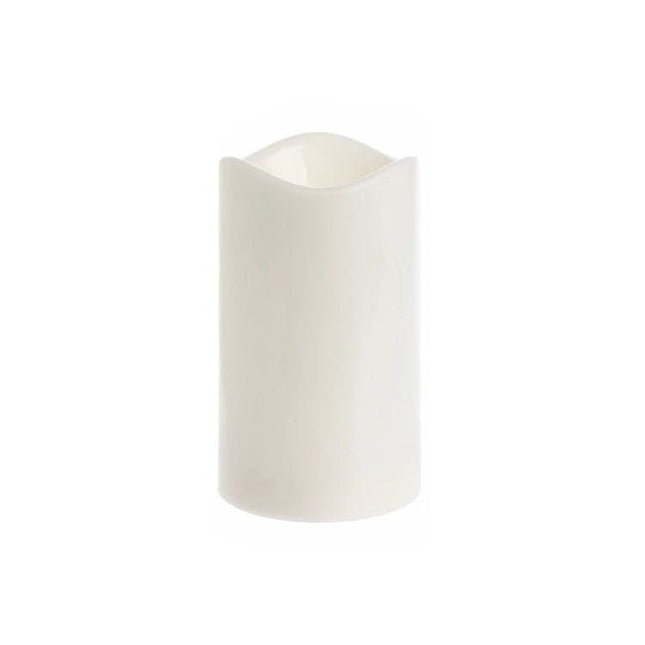 LED Flameless Cylindrical Candle With Remote For Home Decor - white cylindrical flameless candle with warm yellow LED and remote, tabletop accent