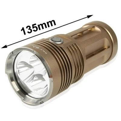 LED Flashlight 3-Mode for Everyday Use at Home and Outdoors compact 135mm bronze 3x CREE XM-L T6 up to 2000 lm coated glass lens