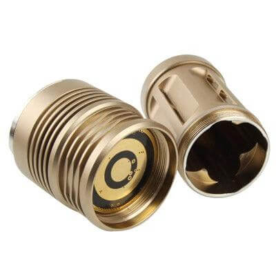 LED Flashlight 3-Mode for Everyday Use at Home and Outdoors - gold anodized aluminum body and reflector assembly, CREE XM-L T6 LEDs
