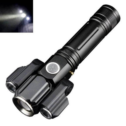 LED Flashlight for Outdoor Tasks with USB Charging - 500m main beam, 300° rotating XPE sidelights for camping, trail work and emergencies