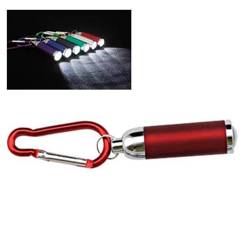 LED Flashlight With Carabiner Buckle For Camping And Emergency Use - compact red keychain LED with carabiner for hiking, roadside outages, and gear kits