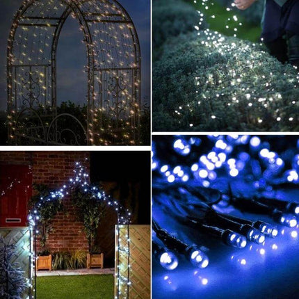 LED Holiday Decorative Lights 17m for Indoor and Outdoor Decor draped on garden archways, bushes and pathways for festive outdoor illumination