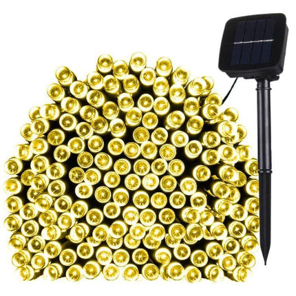 LED Holiday Decorative Lights 17m for Indoor and Outdoor Decor warm white solar string lights coiled with stake-mounted solar panel
