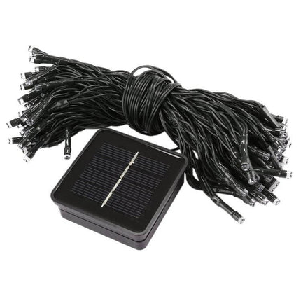 LED Holiday Decorative Lights 17m for Indoor and Outdoor Decor - coiled black string lights with solar panel for balcony, rail, window and event décor