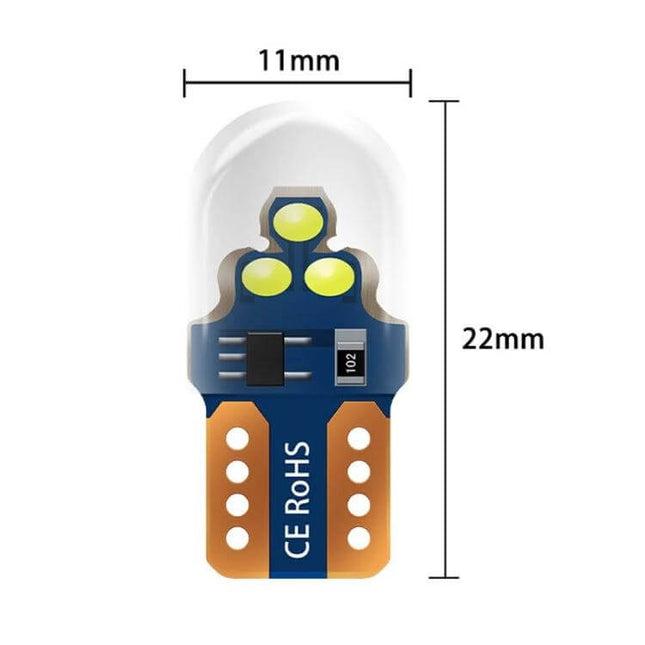 LED License Plate Light For Cars 10 Pack Easy Install - 12V T104 plug compact 22x11mm LED replacement bulb
