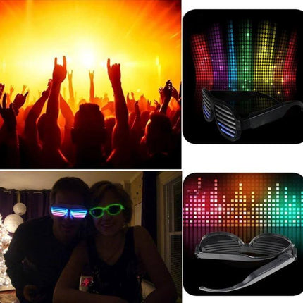 LED Musical Shades Sound Activated Party Glasses For Celebrations glowing in crowds and at home, USB rechargeable, music-responsive party shades