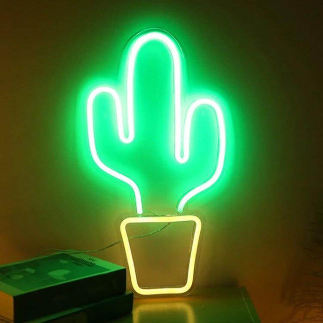 LED Neon Acrylic Back Panel Light Cactus Decoration glowing green cactus neon wall light for bedroom desk ambient decor