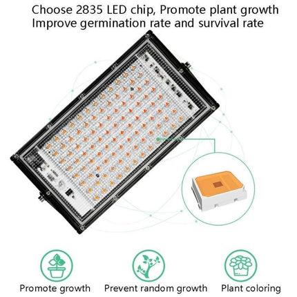 LED Plant Light Full Spectrum Growth Lamp, 144 Beads overhead view showing 144-LED array, aluminum shell and chip detail for indoor plant growth