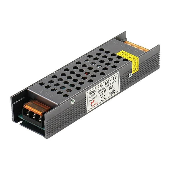 LED Regulated Switching Power Supply for LED Lighting compact 170x49x29mm constant voltage 12V 5A universal AC input for strips and panels