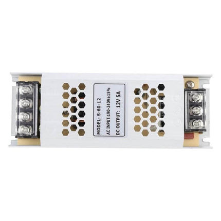 LED Transformer Power Supply For LED Lighting At Home — 12V 5A slim indoor DC driver with short-circuit and overload protection for LED strips