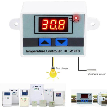 LEDSMITH Digital Temperature Controller For Heating And Cooling - XH-W3001 digital thermostat 10A direct output for heaters, coolers, fans (industrial)