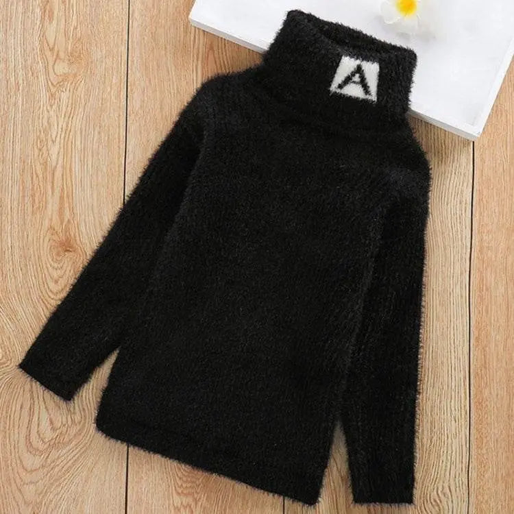 Letter Pattern Imitation Mink Velvet Children Sweater 100cm to 150cm