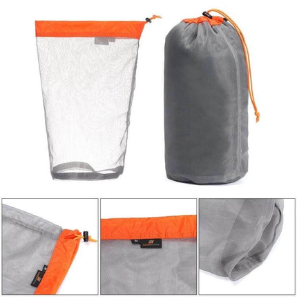 Lightweight Mesh Storage Organizer Bag Gray Blue For Home breathable polyester mesh travel and camping organizer