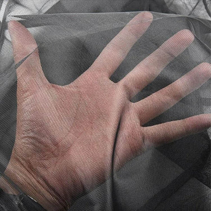 Lightweight Mesh Storage Organizer Bag Gray Blue For Home showing breathable gray mesh fabric over hand to highlight visibility and airflow