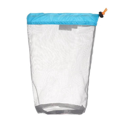 Lightweight Mesh Storage Organizer Bag Gray Blue For Home breathable polyester mesh pouch for toiletries travel and camping