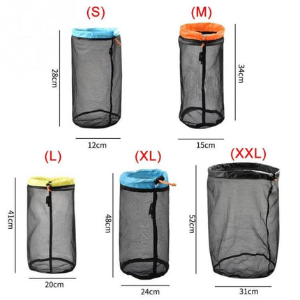 Lightweight Mesh Storage Organizer Bag Gray Blue For Home - set of breathable polyester mesh organizer bags in five sizes for travel, toiletries, camping