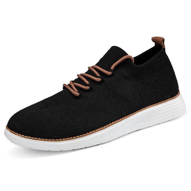 Lightweight Breathable Low Top Casual Mens Shoes For Everyday Wear in black Flyknit upper, mesh lining, EVA outsole for walking and commuting