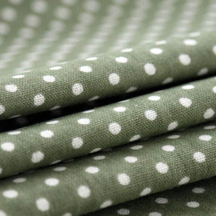 Linen Dining Tablecloth 120x160cm for Home Dining Use - Green Linen With White Polka Dot Texture