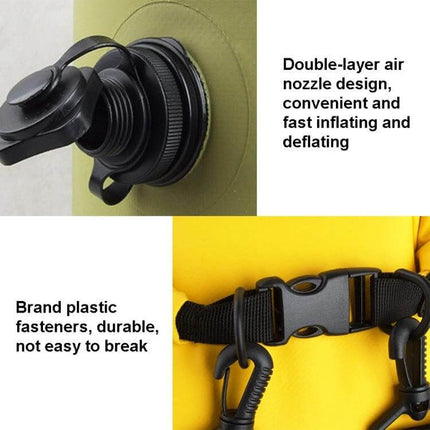 Luckstone 60L Waterproof Outdoor Backpack For Rafting showing double-layer air nozzle and durable plastic fasteners