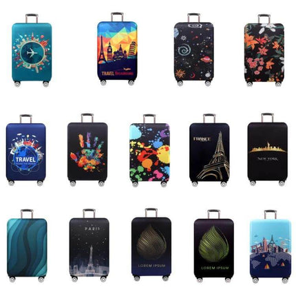 Luggage Protection Cover Elastic for Travel and Dust Prevention - colorful patterned stretch suitcase covers, polyester spandex, side invisible zipper, fits multiple sizes