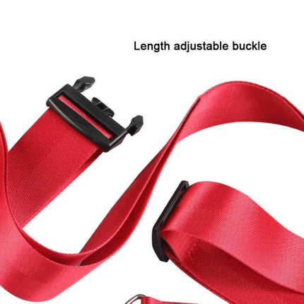 Luggage Reinforcement Straps With Combination Lock Rainbow red adjustable buckle close-up showing durable webbing and length adjustable buckle