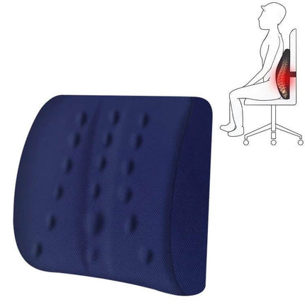Lumbar Cushion For Office And Car Memory Foam Back Support navy ergonomic lumbar pillow for chair and car, contoured lower-back support
