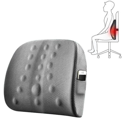 Lumbar Cushion For Office And Car Memory Foam Back Support gray ergonomic lumbar cushion with pocket shown on office chair and posture diagram