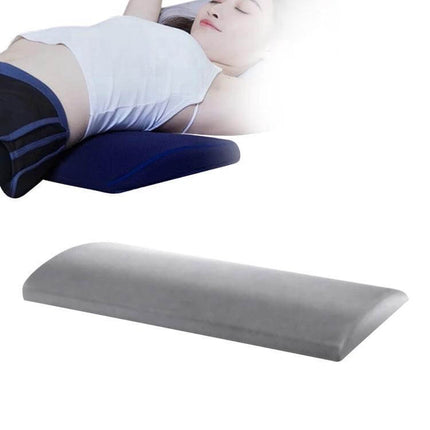 Lumbar Support Pillow For Sleep During Pregnancy Blue providing memory foam lower-back support for pregnant person sleeping on bed or sofa