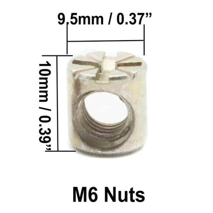 M6 Colored Zinc Round Head Hex Socket Screws Set 50 Pcs image showing M6 nut dimensions 9.5mm x 10mm for furniture assembly