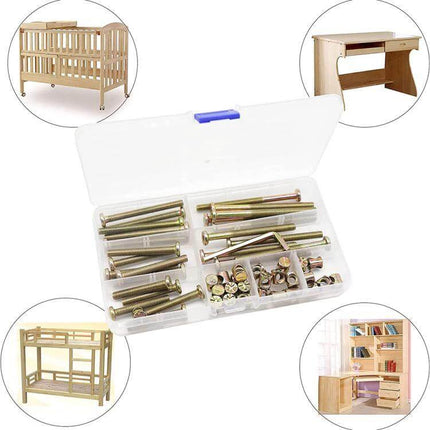 M6 Colored Zinc Round Head Hex Socket Screws Set 50 Pcs in plastic organizer for bed frames chairs and DIY furniture assembly