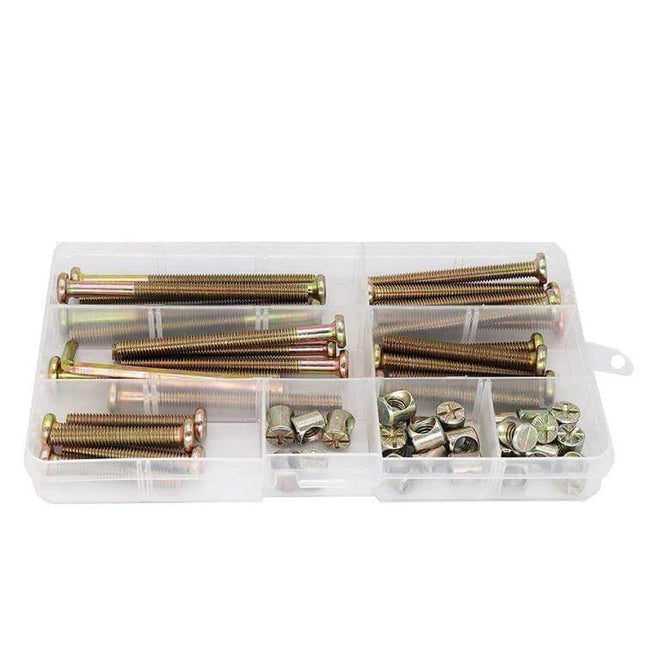 M6 Colored Zinc Round Head Hex Socket Screws Set 50 Pcs in plastic organizer for furniture assembly and DIY replacements