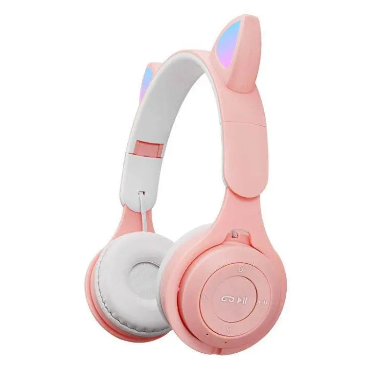 M6 Luminous Cat Ears Foldable Bluetooth Headset Pink Blue Purple White