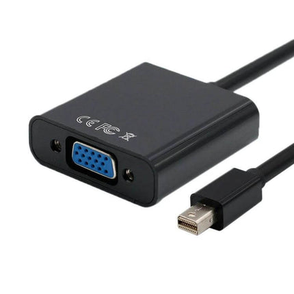 Mini DisplayPort to VGA Adapter Cable for Monitor Connections black adapter with Mini DisplayPort plug and VGA female port