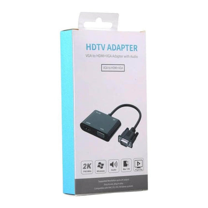 Adapter for Connecting VGA Devices to HDMI TVs with Audio Support - compact VGA-to-HDMI converter box for presentations and home video