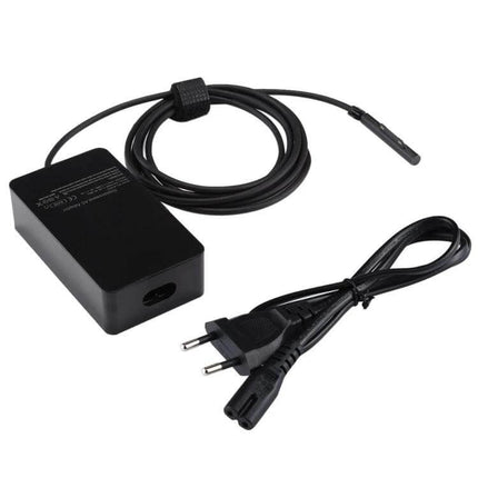 AC Charger Adapter with EU Plug for Microsoft Surface Pro 6, 5, and 4 - compact black replacement power adapter for travel
