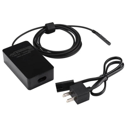 AC Charger Adapter with EU Plug for Microsoft Surface Pro 6, 5, and 4 - compact black travel power adapter with magnetic connector