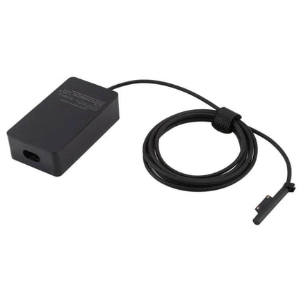 AC Charger Adapter with EU Plug for Microsoft Surface Pro 6, 5, and 4 - compact black replacement charger with magnetic Surface connector