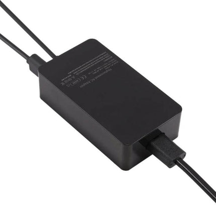 AC Charger Adapter with EU Plug for Microsoft Surface Pro 6, 5, and 4 - compact black travel power supply