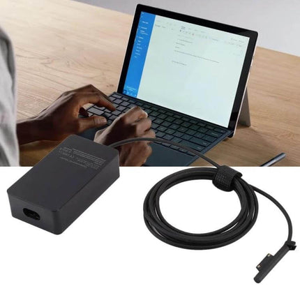 AC Charger Adapter with EU Plug for Microsoft Surface Pro 6, 5, and 4 slim black travel replacement charger